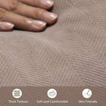 1pc Chenille Herringbone Pattern Throw Pillow Cover (Pillow Insert Not Included), Farmhouse Style Home Decor Cushion Cover, Solid Color Suitable For Bedroom, Balcony, Living Room, Dining Room, Home Sofa, Bed Pillow - Khaki - View 4