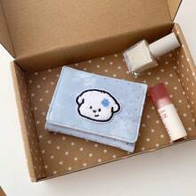 Cute Puppy Embroidered Polka Dot Tri-Fold Wallet With Multiple Card Slots And Photo Window - Multicolor - View 9