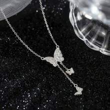 Kalung Kupu-Kupu Bertabur Berlian Imitasi Minimalis Mewah dan Modis untuk Wanita, Cocok untuk Pemakaian Sehari-hari, Festival, Santai, Liburan, Pemotretan, Gaya Serbaguna - Perak - View 4
