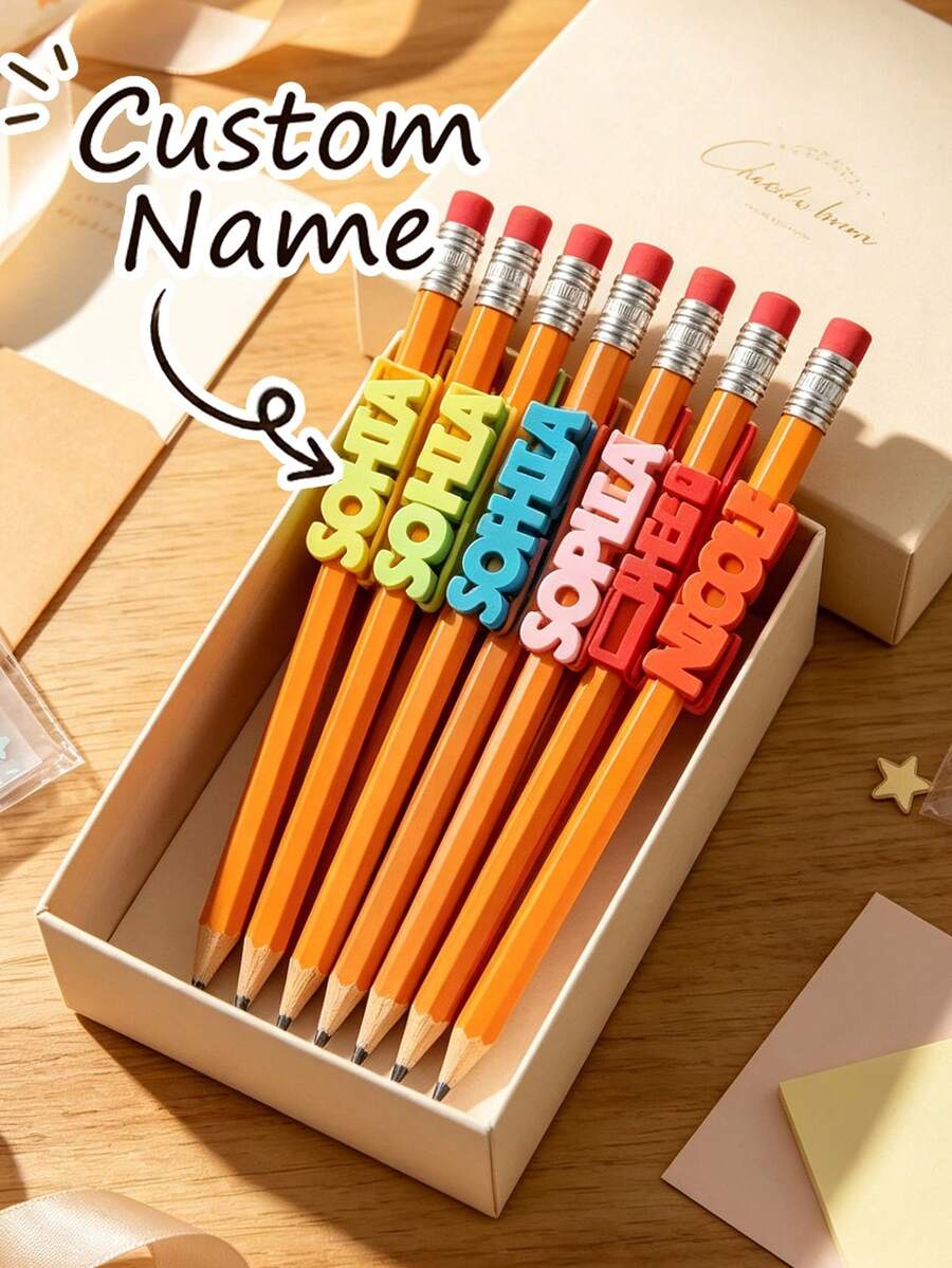 Tutup Pensil Nama Personalisasi, Dekorasi Ornamen Dudukan Pena Cetak 3D Kustom dengan Nama, Teks/Nama yang Dapat Disesuaikan, Cocok untuk Belajar, Bekerja, Menulis Jurnal, Juga Bisa Digunakan sebagai Hadiah, Dilengkapi Pensil Warna Acak, Pilihan Ideal untuk Musim Kembali ke Sekolah, Isi Bingkisan Pesta, Hadiah Bagus untuk Hari Guru - MultiWarna - View 1