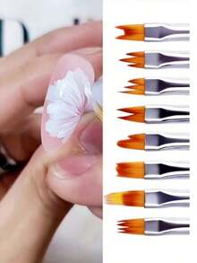 10Pcs Nail Art Tool Set, 8 Nail Painting Brushes With 2 Handheld Nail Cleaning Brushes - Multicolor - View 6