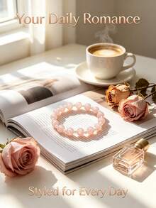 Natural Pink Crystal Pearl Beaded Bracelet For Women, INS Style Gentle Niche Design Elastic Bracelet, Daily Commute Versatile Layering Jewelry, Best Friend Birthday Gift - Multicolor - View 4