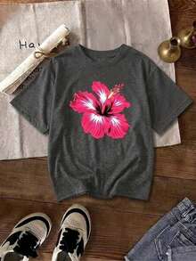 3 piezas Camiseta femenina de manga corta con cuello redondo, tejido ligero y cómodo, corte versátil ideal para uso diario, salidas y combinaciones sencillas en temporada cálida - Multicolor 1 - Ver 2