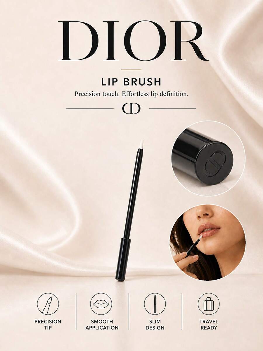 Dior Lip Brush, 10*0.8cm, Available In 1/3/5-Pack, Precise Brush Head For Smooth Application, Compact And Portable, Perfect For Daily Use And Defining Lip Shape On The Go