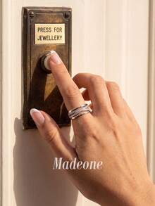 MADEONE 1件復古線條繞圈戒指，中性款，適合日常配戴，派對飾品，戒指珠寶禮物 - 款式12 - 查看 2