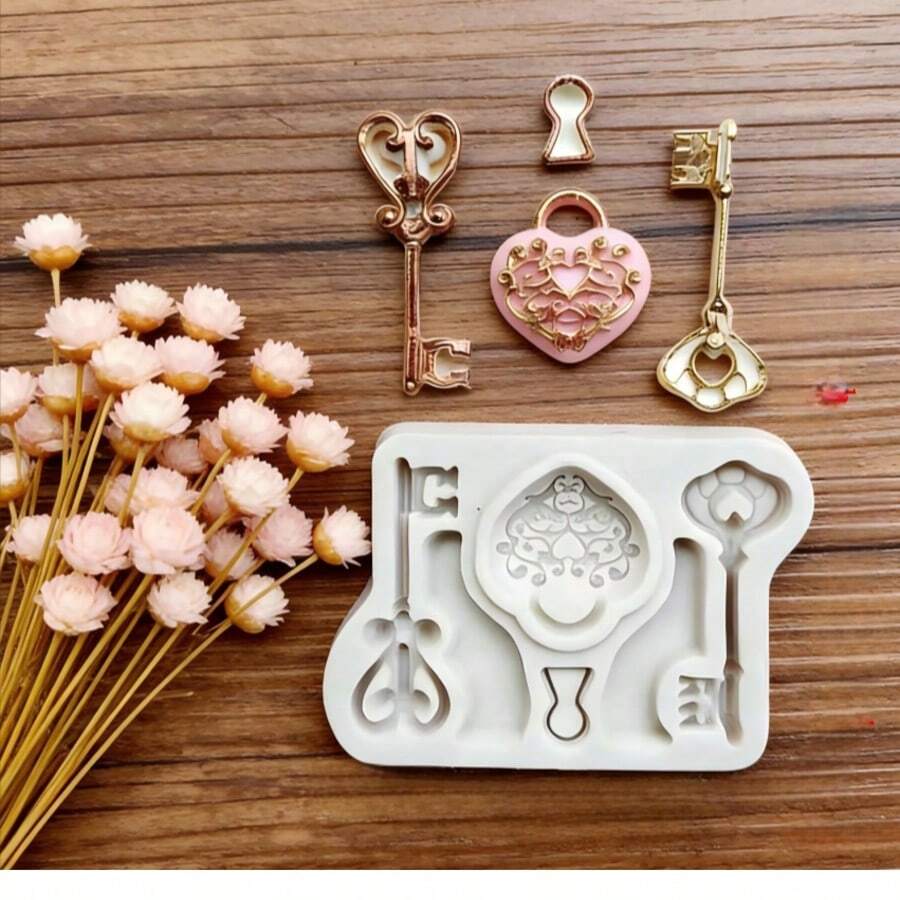 Vintage Keyhole Key Shape Silicone Mold DIY Handmade Fondant Cake Decoration Mold Sugar Art Clay Mold Baking Tool Reusable Home Birthday Party Holiday Supplies - View 1