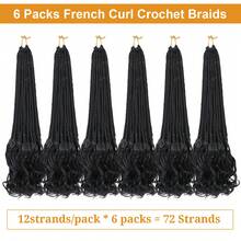1/6 Pack, Women's Crochet Wig, 14-24 Inch Crochet Braid, Box Braid, French Curl, Pre-Wound Crochet Wig, Short French Curl Crochet Braid, Curled Ends, Hair Extensions, Includes Wig Tools - Multicolor - View 7
