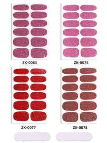 4PCS Nail Stickers, Pink Glitter Self-Adhesive Gel Nail Wraps, Suitable For Women Home DIY Nail Art Supplies - Multicolor - View 7