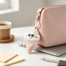 JRESSIAL Cartoon Cute Ice Cream Pendant Keychain PU Leather Bag Charm Couple Small Gift - Multicolor - View 4