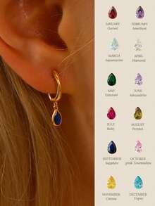 ESBERRY 1 Pasang Anting Batu Kelahiran Bentuk Tetesan Air Mata, Gaya Wanita, Dapat Disesuaikan sebagai Hadiah Ulang Tahun ke-12 Bulan, Perhiasan yang Indah - Anting Batu Kelahiran - View 2