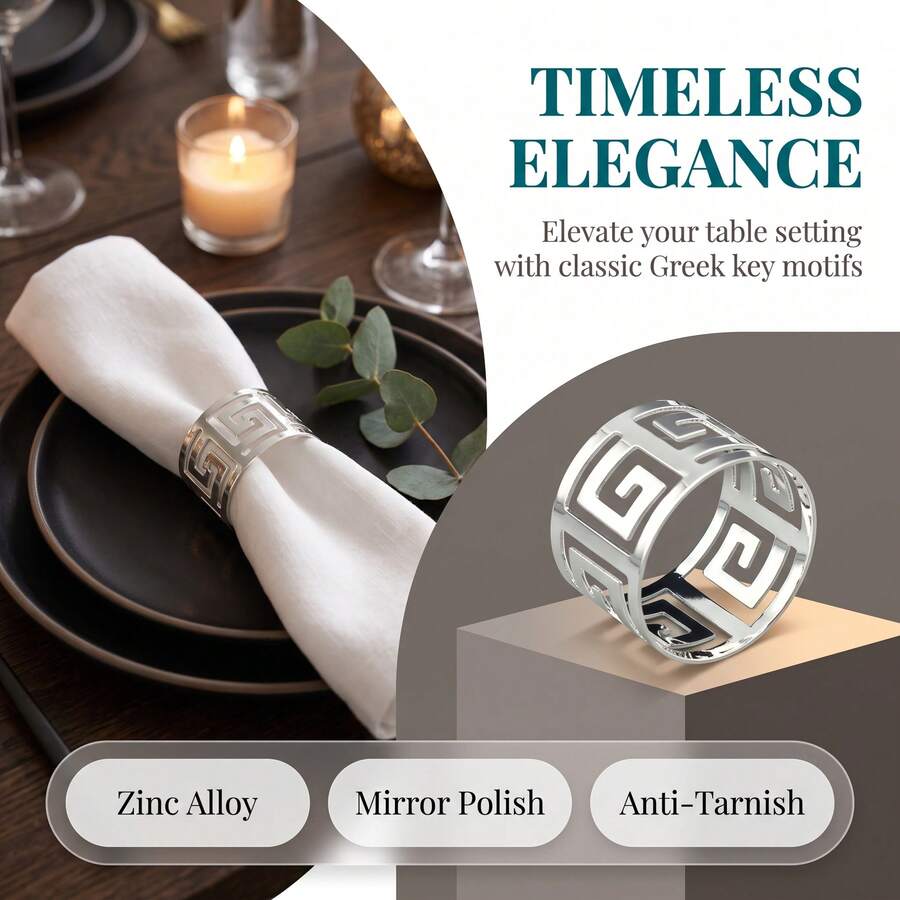 24pcs 12pcs 6pcs Elegant Napkin Rings, Gold And Silver Minimalist Metal Napkin Holders For Party