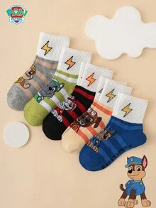 5 Pairs Paw Patrol Series Genuine Archie, Rubble, Chase Cartoon Kids Mid-Calf Socks - Multicolor - View 7