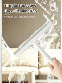 1pc Glass Surface Cleaner And 1pc Heavy Duty Hook, Durable Plastic And Silicone Material Squeegee With Convenient Handle, Hook For Hanging Storage, Space-Saving. Suitable For Bathroom, Shower, Kitchen, Mirror, Tile, Countertop - Multicolor - View 2