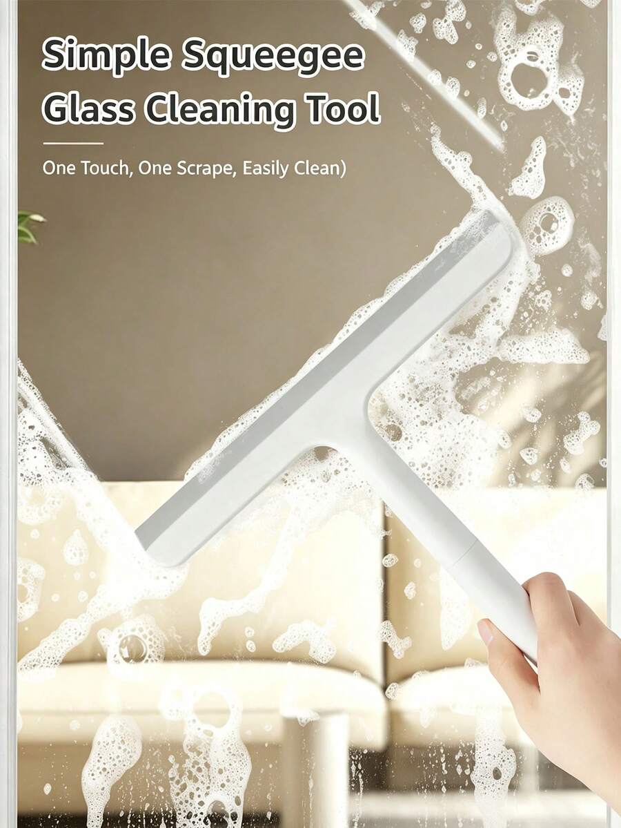 1pc Glass Surface Cleaner And 1pc Heavy Duty Hook, Durable Plastic And Silicone Material Squeegee With Convenient Handle, Hook For Hanging Storage, Space-Saving. Suitable For Bathroom, Shower, Kitchen, Mirror, Tile, Countertop