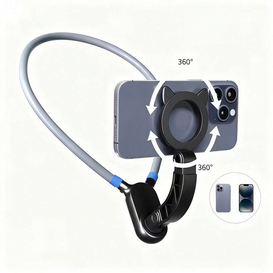 1PC Premium Magnetic Neck Phone Holder, Adjustable And Flexible Gooseneck Stand, Suitable For Hands-Free Viewing, Live Streaming And Video Recording, Universal Fit For Smartphones