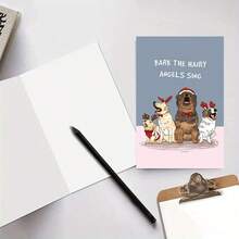 1pc Christmas Dog Themed Greeting Card, Size 4.72" X 7.09", Featuring Humorous Design "Barking Fluffy Angels Singing", Comes With Envelope DXJT - Sets - View 6