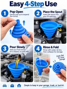 Engine Funnel Car Universal Silicone Liquid Funnel Washer Fluid Change Foldable Portable Auto Engine Oil Petrol Change Funnel - A - View 5