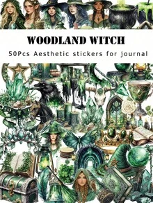 50pcs Magic Forest Witch Themed Stickers - Waterproof, Cute & Cool Design, Suitable For Laptops, Skateboards, Luggage And Water Bottles - Perfect For DIY Projects, Party Decor And Gifts, Ideal For Winter And New Year. - Multicolor - View 1