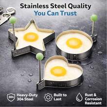 Breakfast Sandwich Egg Ring Mold, Stainless Steel Egg Molds, Suitable For Flat Pan, Heart, Flower, Star, Round Pancake Mold Set - Multicolor - View 11