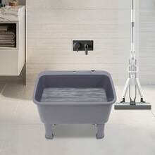 Portable Floor Standing Mop Sink, Large Capacity Independent Practical Mop Sink, 22.05 * 12.6 * 10.24 Inches, One Click Drainage Function - Grey - View 9