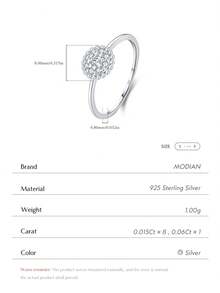 MODIAN D Color Moissanite Cluster Ring 925 Sterling Silver Frame Thin Floral Stackable Promise Engagement Fine Jewelry For Women - Silver - View 8