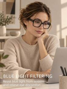 Blue Light Filtering Glasses With Clear Lenses Reduce And Filter Blue Light Emitted From Screens. Suitable For Indoor Office Use And Short-Term Outdoor Use, They Are Ideal For People Who Work, Study, Or Frequently Use Their Mobile Phones. - Glasses [Clear Lens] - View 3