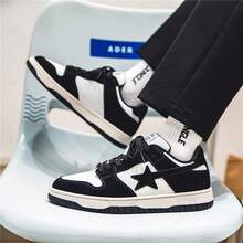 Men's Star Decor Low-Top Sneakers Mesh Patchwork Thick Sole Lace-Up Design Youth Student Daily Commute Versatile Casual Men's Shoes - Black - View 7