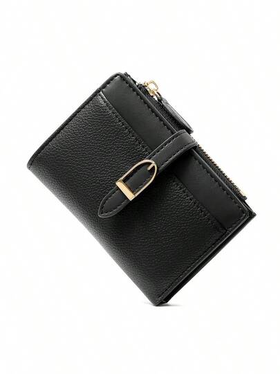 New Patchwork PU Leather Short Women Wallet High-End Bifold Purse Minimalist Card Holder Snap Button Closure For Men Wallet Mini Wallet Purse Wallet Men Wallet Leather Small Wallet Card Wallet Coin Wallet