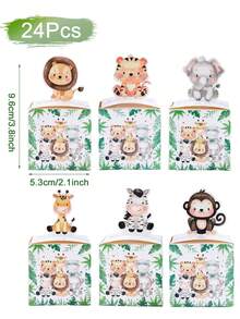 24入動物圖案紙製禮品盒 卡通可愛禮品包裝盒 節日生日派對裝飾 聖誕節情人節適用 - 彩色 - 查看 5