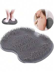 1pc Multifunctional Silicone Shower Massage Mat With Non-Slip Suction Cups, Wall-Mounted Foot Exfoliating Brush And Back Scrubber, Full Body And Foot Cleaning Bathroom Shower Accessory, Suitable For Bathroom Shower Foot Massage Daily Use - Multicolor - View 2