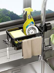 1pc Kitchen Multi-Function Drain Rack Faucet Storage Shelf Dishcloth Sink Sponge Dishwashing Organizer Hanging Basket - Dish Drying Rack - View 1