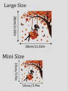Autumn Maple Leaf Swing Window Sticker, Removable Glue-Free Static Glass Decal, Fallen Leaves Butterfly Home Window Decor Beautification Sticker, Glass Surface Decorative Art Sticker, Home Window Decoration, Living Room, Bedroom Glass Door & Window Atmosphere Decor Sticker - Multicolor - View 3