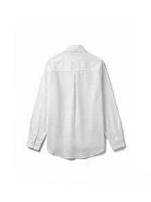 French Style Elegant Stand Collar Loose Fit Slimming Long Sleeve Blouse With Ribbon Detail, Versatile Top - White - View 10