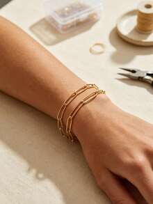 2m Stainless Steel 18K Gold-Plated Paperclip Chain Cross Chain Necklace And Bracelet DIY Jewelry Making Supplies - Chain - View 4