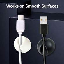 Self Adhesive Silicone Cable Holder Clips, No Residue Desk Cord Organizer, Universal Wire Keeper For USB Earphone Mouse - A - View 5