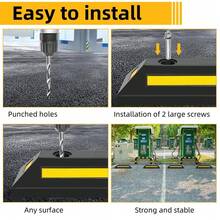 2PCS Heavy-Duty Rubber Parking Block, 52CM, With Reflective Stripes, Heavy-Duty, Including Screws And Anchors, Very Suitable For Cars, Trucks, RVs, Trailers, And Garages, The Best Roadside Parking Block - 4 Pieces - View 8