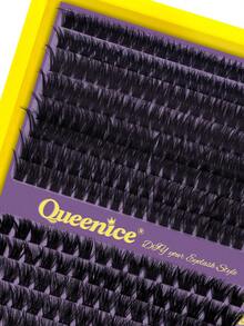 Queenice 80D & 100D Thick Fluffy Individual Lash Clusters, Mixed 9‑16mm D Curl Segmented False Eyelashes, DIY Home Eyelash Extensions, Lightweight Reusable Synthetic Volume Lashes, Single Tray Pack, Dramatic Eye Look For Dating, Party, Wedding & Daily Makeup - D - View 3