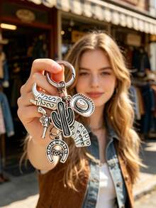 Western Cowboy Style Cowboy Hat, Boots, Gun, Horseshoe Pendant Keychain, Personalized Fashion Versatile Bag Charm, Car Key Chain Pendant - Multicolor - View 6