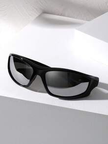 1 Pair Men's Cycling Sports Goggles With Wrap-Around Design, Fashionable Sports Glasses - Silver - View 8