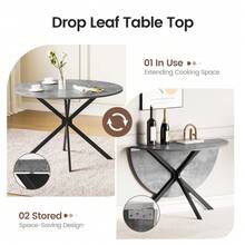 Folding Dining Table And Chairs Set Of 4, Easy Clean Round Dining Table With Padded Chairs Durable Dining Furniture Set Suitable For Dining Room And Kitchen - Grey Table + Dark Blue Chair - View 9