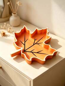 Maple Leaf Shaped Storage Tray, Perfect For Organizing Jewelry, Keys And Small Aromatherapy Items, Also Can Be Used As Decorative Desktop Ornament, Suitable For Living Room Coffee Table, Bedroom Vanity And Entryway Countertop - Multicolor - View 9