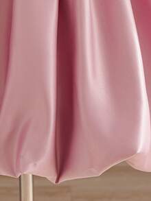 Gaun Pesta Ulang Tahun Anak Perempuan Model Puff Satin dengan Leher Bulat dan Bordir Pita yang Indah, Cocok untuk Pesta Malam dan Wisuda. - Dusty Pink - View 9