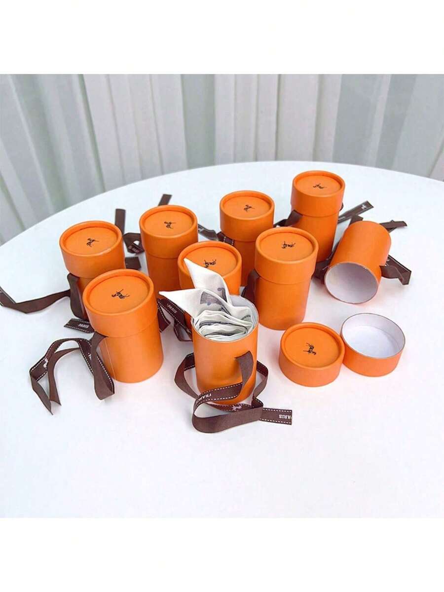 Holiday Gift Set Box, Round Gift Box, High-End Premium Gift Box, Popular Gift Combination, High-Quality Gift Box, Holiday Party Candy Box, Chocolate Gift Box, Silk Scarf Gift Box For Girlfriend, Beautiful Gift Box, Mother's Day Silk Scarf Gift Box, Women's Gift Box, Orange Birthday Gift Box, High-End Wedding Favor Small Box, High-End Wedding Anniversary Gift Box, Party Gift Box, Birthday Party Gift Box, Engagement Ceremony Decoration - Multicolor - View 1
