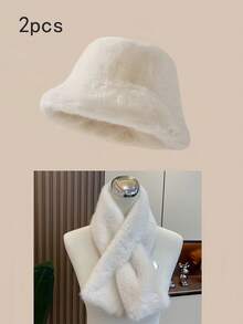 2pcs Set: Comfortable Faux Fur Hat & Scarf Combo - Fashionable Mongolian Style, Solid Color - Perfect Choice For Autumn Outfits, Halloween & Christmas Gifts - Multicolor - View 4