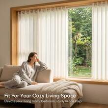 2pcs High Temperature Set-Shaped White Sheer Blinds, Minimalist Modern Style, Natural Drape, Suitable For Living Room, Bedroom, Dining Room, Balcony - White - View 7