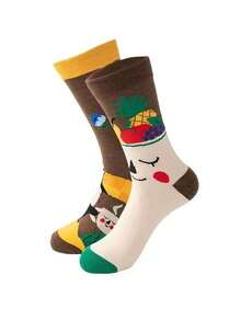 1 Pasang Kaos Kaki Asimetris Wanita Setinggi Betis, Motif Mercusuar, Burung Camar, dan Perahu Layar Gaya Bahari, Kaos Kaki Kasual Desain AB yang Dipersonalisasi - MultiWarna - View 9