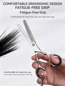 5pcs Hair Cutting Scissors Set, Straight Scissors + Thinning Scissors + Hair Cloth + Comb + Bag, Professional Hairdresser Scissors Set, Straight Scissors Thinning Scissors Seamless Cutting, Stainless Steel Material, For Self Hair Cutting - Multicolor - View 2