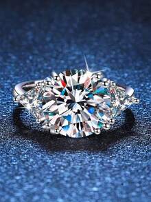 1pc Elegant Cubic Zirconia Ring, Sparkling Engagement & Wedding Ring, Symbol Of Eternal Love - Silver - View 4