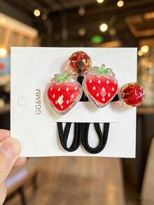 1/5 Multi-Color Korean Style Colorful Crown Cartoon Girl Hair Accessories Flat Hair Ties Cute Ponytail Faceted Bead Hair Rings Head Ornaments For Daily Use - Multicolor - View 3
