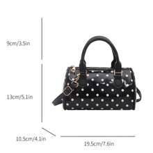 Women's Polka Dot Patent Leather Boston Handbag, Top Handle Mini Bucket Bag, Detachable Crossbody Strap Sweet Daily Wallet - Multicolor - View 5
